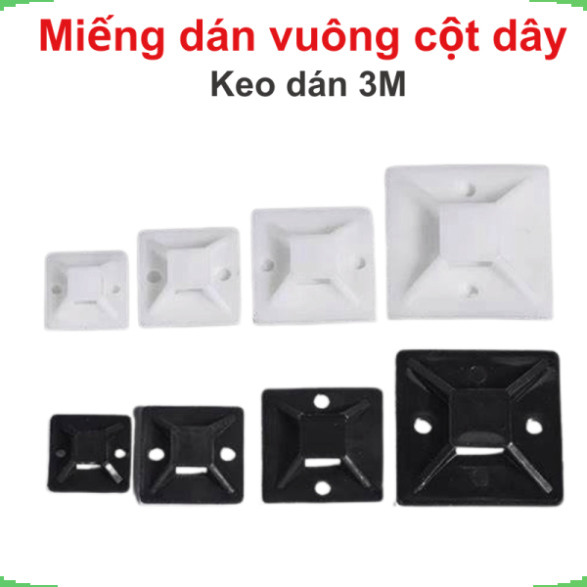 [Giá bán sỉ] (100Ci) Miếng dán giữ dây, cố định dây hình vuông keo 3M