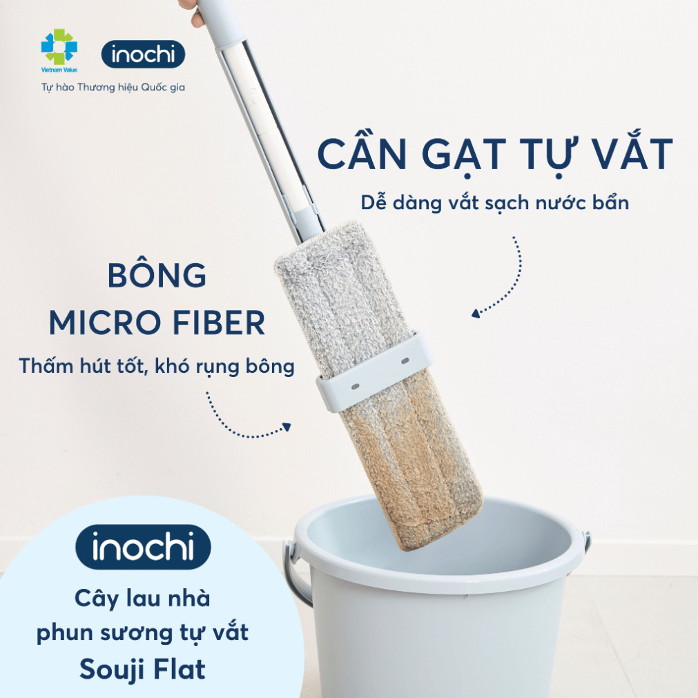Cây lau nhà phun sương tự vắt Souji Flat và Souji Dew Inochi, xoay 360 vệ sinh tận góc
