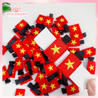 Có HỎA TỐC - Combo 50c kẹp tóc BỌC VẢI găn lá cờ Việt Nam thêu hai mặt mịn đẹp L100