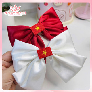 Cặp Tóc Lá Cờ Việt Nam, Cặp Tóc Cờ Tổ Quốc, Cặp tóc nơ Cờ Đỏ Sao Vàng mẫu đẹp Y338