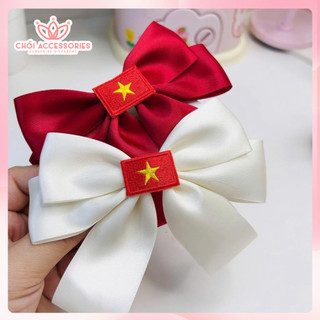 Cặp Tóc Lá Cờ Việt Nam, Cặp Tóc Cờ Tổ Quốc, Cặp tóc nơ Cờ Đỏ Sao Vàng mẫu đẹp Y338