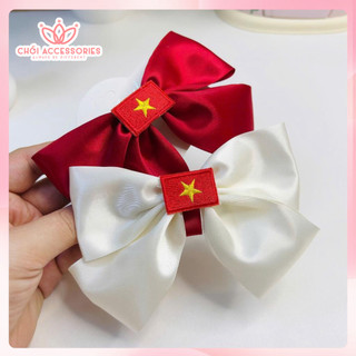 Cặp Tóc Lá Cờ Việt Nam, Cặp Tóc Cờ Tổ Quốc, Cặp tóc nơ Cờ Đỏ Sao Vàng mẫu đẹp Y338