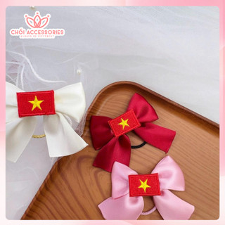 Set 2C dây buộc tóc nơ lá cờ Việt Nam cho bé gái đáng yêu Y340