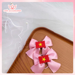 Set 2C dây buộc tóc nơ lá cờ Việt Nam cho bé gái đáng yêu Y340