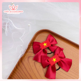 Set 2C dây buộc tóc nơ lá cờ Việt Nam cho bé gái đáng yêu Y340