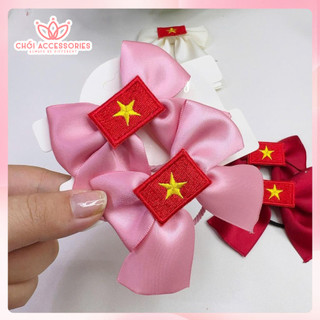 Set 2C dây buộc tóc nơ lá cờ Việt Nam cho bé gái đáng yêu Y340