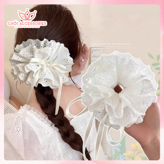 Cột Tóc Ren Scrunchies 4 Lớp Dây Rút Tự Điều Chỉnh Chồi Accessories Phong Cách Dễ Thương Y325P2