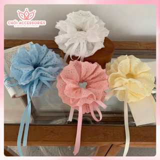Cột Tóc Ren Scrunchies 4 Lớp Dây Rút Tự Điều Chỉnh Chồi Accessories Phong Cách Dễ Thương Y325P2