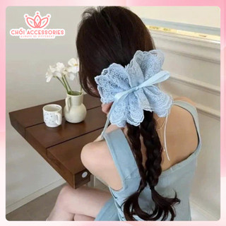 Cột Tóc Ren Scrunchies 4 Lớp Dây Rút Tự Điều Chỉnh Chồi Accessories Phong Cách Dễ Thương Y325P2