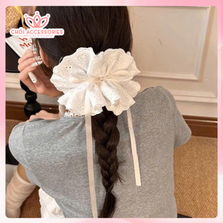Cột Tóc Ren Scrunchies 4 Lớp Dây Rút Tự Điều Chỉnh Chồi Accessories Phong Cách Dễ Thương Y325P2