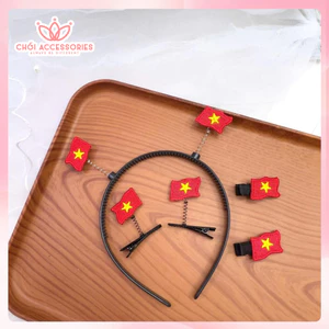 Kẹp Tóc Lá Cờ Việt Nam, Kẹp Tóc Cờ Tổ Quốc, Kẹp Tóc Mỏ Vịt Có Lò Xo, Bờm lò xo L100