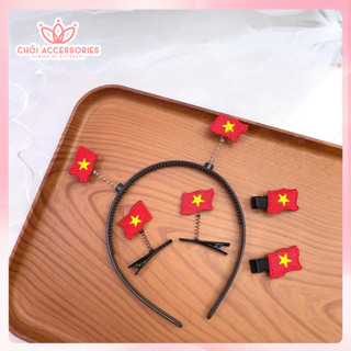 Kẹp Tóc Lá Cờ Việt Nam, Kẹp Tóc Cờ Tổ Quốc, Kẹp Tóc Mỏ Vịt Có Lò Xo, Bờm lò xo L100