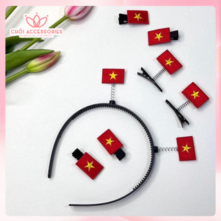 Kẹp Tóc Lá Cờ Việt Nam, Kẹp Tóc Cờ Tổ Quốc, Kẹp Tóc Mỏ Vịt Có Lò Xo, Bờm lò xo L100
