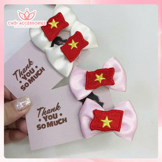 Set 2 kẹp mini lá cờ Việt Nam, kẹp tóc quốc kỳ cho bạn gái tham gia sự kiện 2/9 Y343