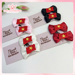 Set 2 kẹp mini lá cờ Việt Nam, kẹp tóc quốc kỳ cho bạn gái tham gia sự kiện 2/9 Y343