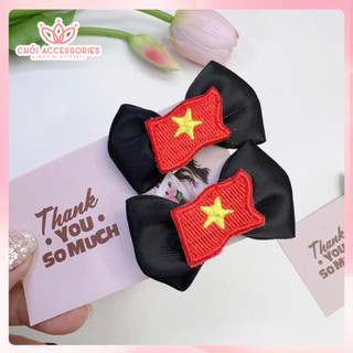 Set 2 kẹp mini lá cờ Việt Nam, kẹp tóc quốc kỳ cho bạn gái tham gia sự kiện 2/9 Y343
