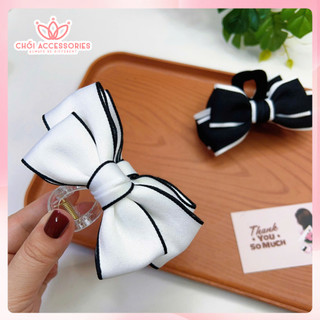 Kẹp tóc nơ Chồi accessories phong cách tối giản nhẹ nhàng màu đen và trắng kiểu hàn - Y126