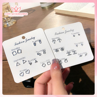 Set 3 Đôi Khuyên Tai Chồi accessories Tạo Hình Dễ Thương Dành Cho Nữ C02