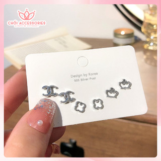 Set 3 Đôi Khuyên Tai Chồi accessories Tạo Hình Dễ Thương Dành Cho Nữ C02