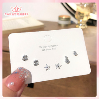 Set 3 Đôi Khuyên Tai Chồi accessories Tạo Hình Dễ Thương Dành Cho Nữ C02