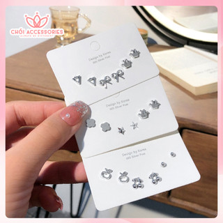 Set 3 Đôi Khuyên Tai Chồi accessories Tạo Hình Dễ Thương Dành Cho Nữ C02