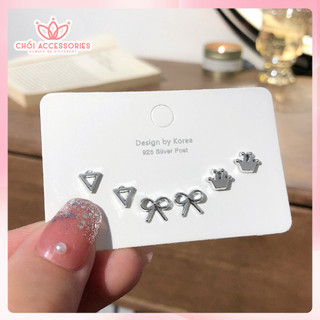 Set 3 Đôi Khuyên Tai Chồi accessories Tạo Hình Dễ Thương Dành Cho Nữ C02