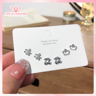 Set 3 Đôi Khuyên Tai Chồi accessories Tạo Hình Dễ Thương Dành Cho Nữ C02