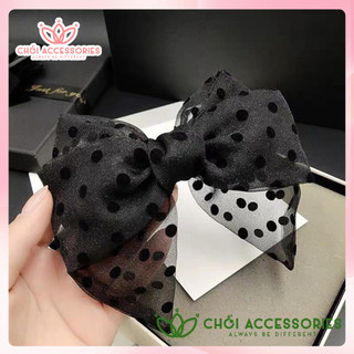 Cặp tóc nơ vải chấm bi, kẹp tóc nơ nhiều màu dễ thương Chồi accessories phong cách thời trang - Y213