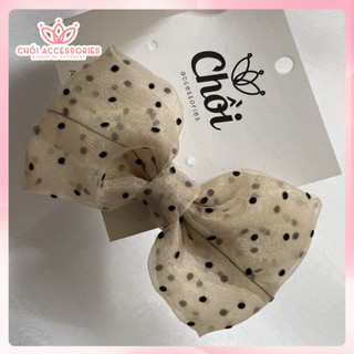 Cặp tóc nơ vải chấm bi, kẹp tóc nơ nhiều màu dễ thương Chồi accessories phong cách thời trang - Y213