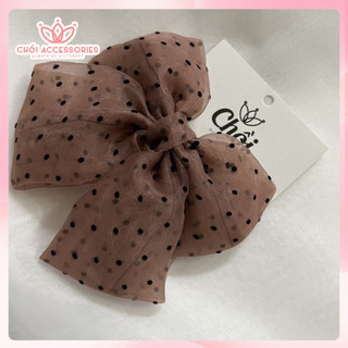 Cặp tóc nơ vải chấm bi, kẹp tóc nơ nhiều màu dễ thương Chồi accessories phong cách thời trang - Y213
