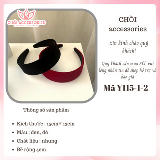 Phụ kiện tóc nữ bờm tóc nhung trơn bản lớn màu đen và đỏ Chồi accessories - Y115