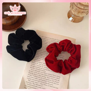 Phụ kiện tóc nữ bờm tóc nhung trơn bản lớn màu đen và đỏ Chồi accessories - Y115
