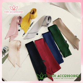 Khăn lụa satin trơn dáng dài 1m2 thắt nơ cổ áo, túi xách Chồi accessories phong cách thời trang - Y124