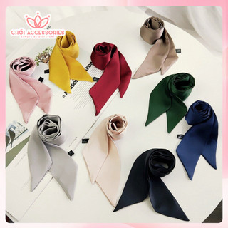 Khăn lụa satin trơn dáng dài 1m2 thắt nơ cổ áo, túi xách Chồi accessories phong cách thời trang - Y124