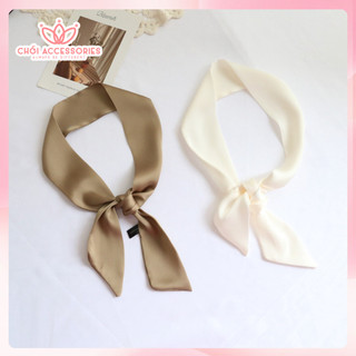 Khăn lụa satin trơn dáng dài 1m2 thắt nơ cổ áo, túi xách Chồi accessories phong cách thời trang - Y124