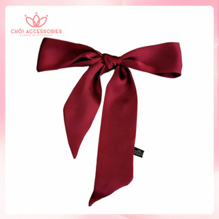 Khăn lụa satin trơn dáng dài 1m2 thắt nơ cổ áo, túi xách Chồi accessories phong cách thời trang - Y124