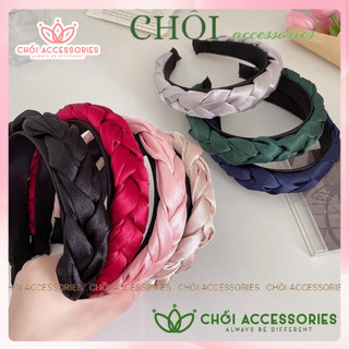 Bờm tóc tết nữ Chồi accessories, băng đô lụa satin, mấn tết bản to 3CM sang chảnh - Y010