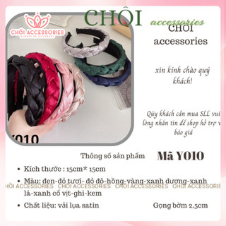 Bờm tóc tết nữ Chồi accessories, băng đô lụa satin, mấn tết bản to 3CM sang chảnh - Y010