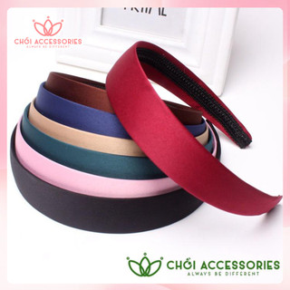 Bờm tóc vải, băng đô lụa satin bản to 2,8cm nữ tính Chồi accessories phong cách Hàn Quốc - K357