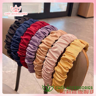 Bờm tóc lụa băng đô satin nhún 1,5 cm nhiều màu nữ tính Chồi accessories - Y052