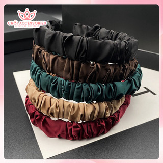 Bờm tóc lụa băng đô satin nhún 1,5 cm nhiều màu nữ tính Chồi accessories - Y052