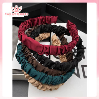 Bờm tóc lụa băng đô satin nhún 1,5 cm nhiều màu nữ tính Chồi accessories - Y052