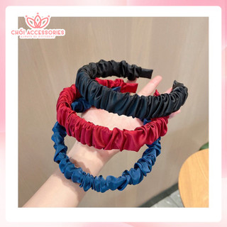 Bờm tóc lụa băng đô satin nhún 1,5 cm nhiều màu nữ tính Chồi accessories - Y052