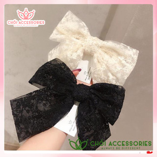 Cặp tóc, kẹp tóc nơ ren nhiều màu dịu dàng tiểu thư chồi accessories - Y023
