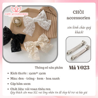 Cặp tóc, kẹp tóc nơ ren nhiều màu dịu dàng tiểu thư chồi accessories - Y023
