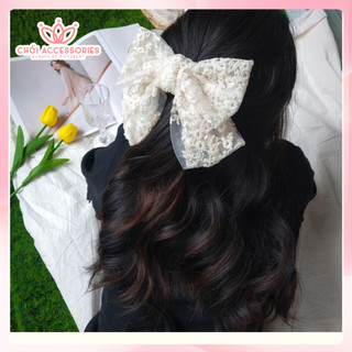 Cặp tóc, kẹp tóc nơ ren nhiều màu dịu dàng tiểu thư chồi accessories - Y023