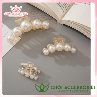 Cặp tóc dọc Chồi accessories, càng cua đính hạt trai nhân tạo lớn nữ tính kẹp tóc hàn quốc - K019