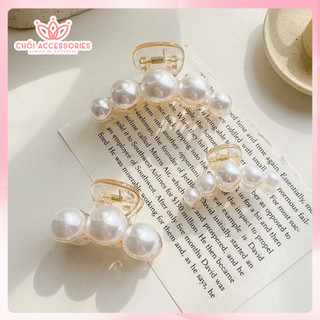 Cặp tóc dọc Chồi accessories, càng cua đính hạt trai nhân tạo lớn nữ tính kẹp tóc hàn quốc - K019
