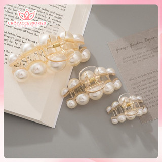 Cặp tóc dọc Chồi accessories, càng cua đính hạt trai nhân tạo lớn nữ tính kẹp tóc hàn quốc - K019