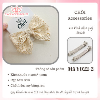 Cặp tóc , kẹp tóc nơ ruy băng ren màu sữa tiểu thư Hàn Quốc Chồi accessories - Y022